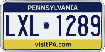 PA license plate LXL1289