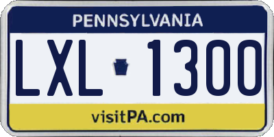 PA license plate LXL1300