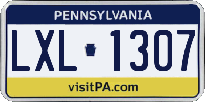 PA license plate LXL1307