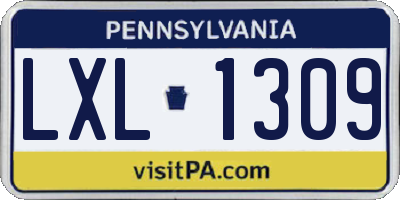 PA license plate LXL1309