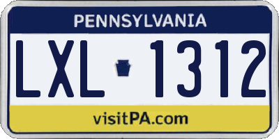 PA license plate LXL1312