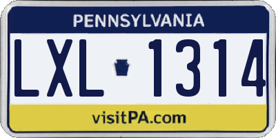 PA license plate LXL1314
