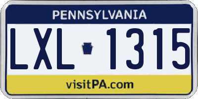 PA license plate LXL1315