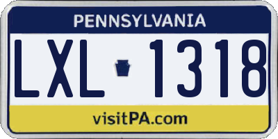 PA license plate LXL1318