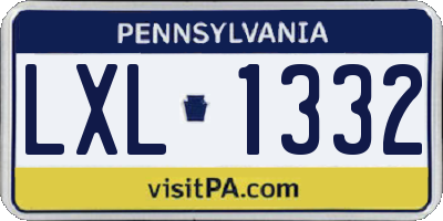 PA license plate LXL1332