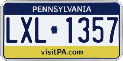 PA license plate LXL1357