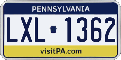 PA license plate LXL1362