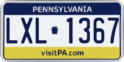 PA license plate LXL1367