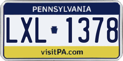 PA license plate LXL1378