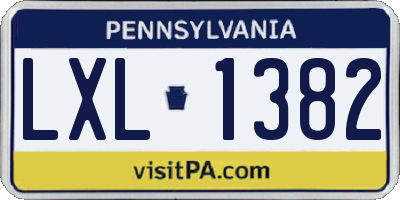 PA license plate LXL1382