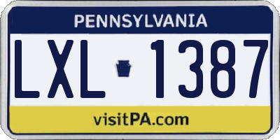 PA license plate LXL1387