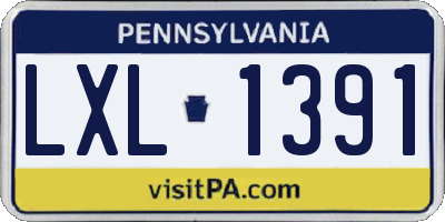 PA license plate LXL1391