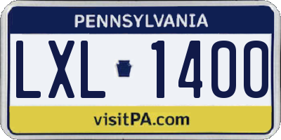 PA license plate LXL1400