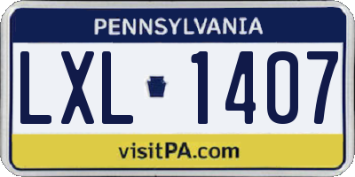 PA license plate LXL1407