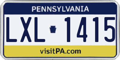 PA license plate LXL1415