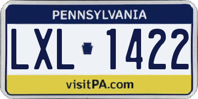 PA license plate LXL1422