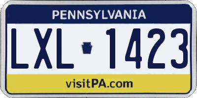 PA license plate LXL1423
