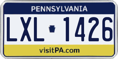 PA license plate LXL1426