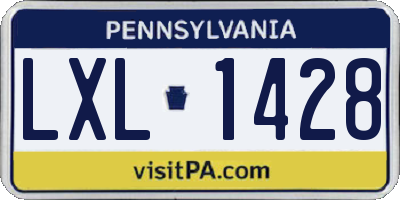 PA license plate LXL1428