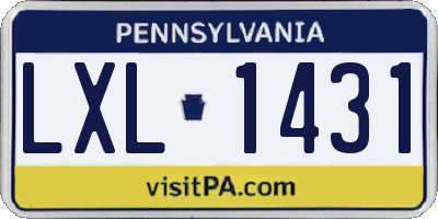 PA license plate LXL1431