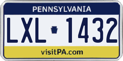 PA license plate LXL1432