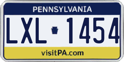 PA license plate LXL1454