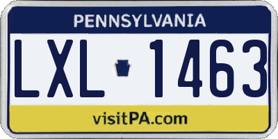 PA license plate LXL1463