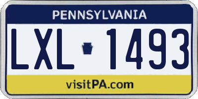 PA license plate LXL1493