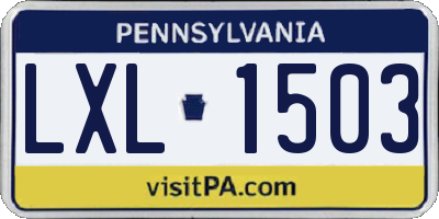 PA license plate LXL1503