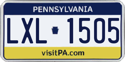 PA license plate LXL1505