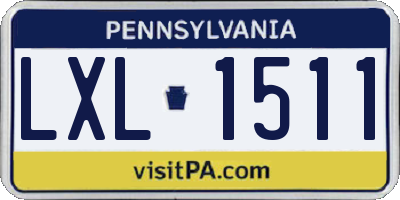 PA license plate LXL1511