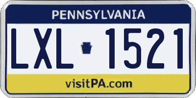 PA license plate LXL1521