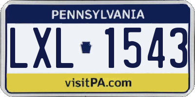 PA license plate LXL1543