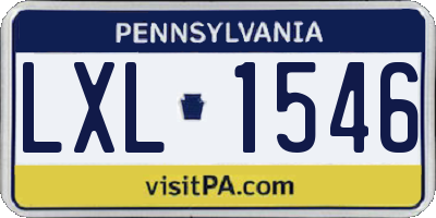 PA license plate LXL1546