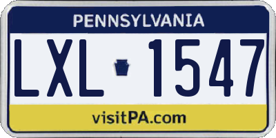 PA license plate LXL1547