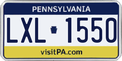 PA license plate LXL1550