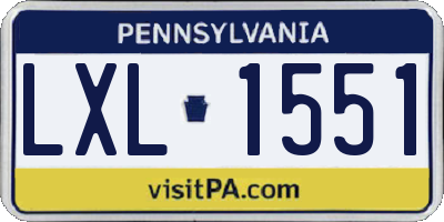 PA license plate LXL1551