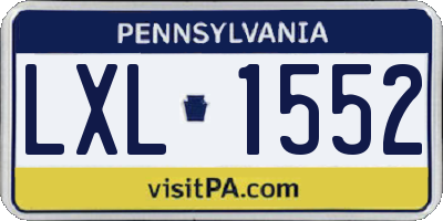 PA license plate LXL1552