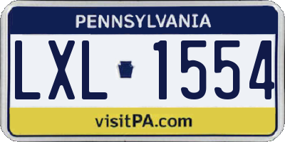 PA license plate LXL1554