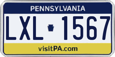 PA license plate LXL1567