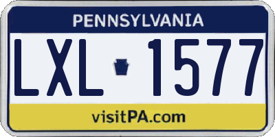 PA license plate LXL1577