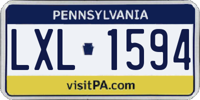 PA license plate LXL1594
