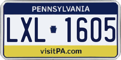 PA license plate LXL1605