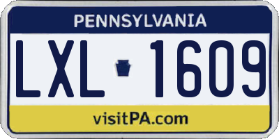 PA license plate LXL1609