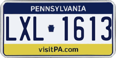 PA license plate LXL1613