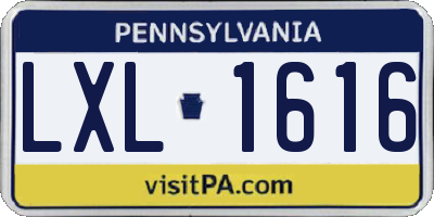 PA license plate LXL1616