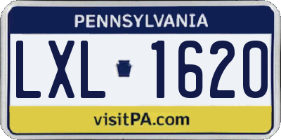 PA license plate LXL1620