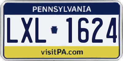 PA license plate LXL1624