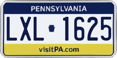 PA license plate LXL1625