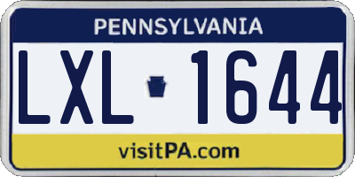 PA license plate LXL1644